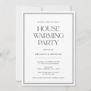 Minimalistisches Schwarz-Weiß-Party Einladung