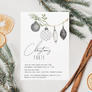 Minimalistisches Schwarz-Weiß-Party Einladung