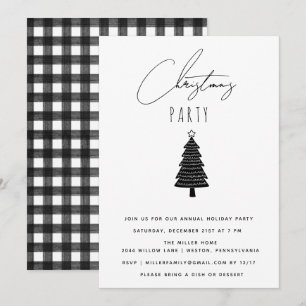 Minimalistisches Schwarz-Weiß-Party Einladung