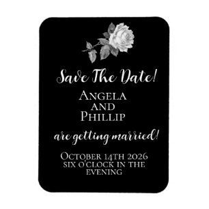 Minimalistisches Schwarz-Weiß Save-the-Date Magnet