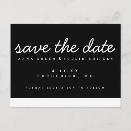 Minimalistisches Schwarz/Weiß Save the Date Postkarte