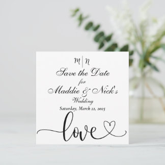 Minimalistisches Schwarz-Weiß Save-the-Date Save The Date