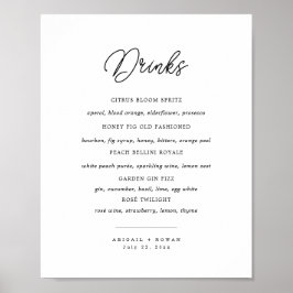 Minimalistisches Schwarz-Weiß-Schrift-Hochzeitsbar Poster