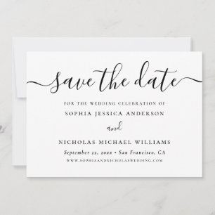 Minimalistisches Schwarz-Weiß-Script Elegantes F Save The Date
