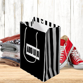 Minimalistisches Schwarz-Weiß-Streifen-Logo Mittlere Geschenktüte