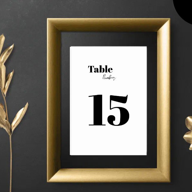 Minimalistisches Schwarz/Weiß Tischnummer (Von Creator hochgeladen)