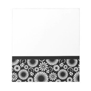Minimalistisches Schwarz-Weiß-Volkskunst-Blumen-Sp Notizblock