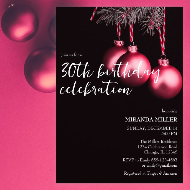 Minimalistisches Schwarz/Weiß Weihnachten Geburtst Einladung (Von Creator hochgeladen)