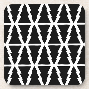 Minimalistisches Schwarz & Weiß Weihnachtsbaummust Getränkeuntersetzer