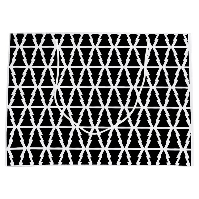 Minimalistisches Schwarz & Weiß Weihnachtsbaummust Große Geschenktüte (Vorderseite)
