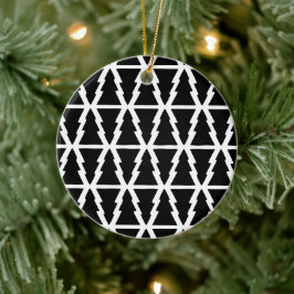 Minimalistisches Schwarz & Weiß Weihnachtsbaummust Keramik Ornament
