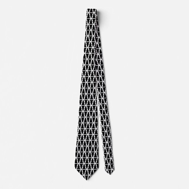 Minimalistisches Schwarz & Weiß Weihnachtsbaummust Krawatte (Vorderseite)