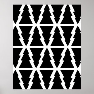Minimalistisches Schwarz & Weiß Weihnachtsbaummust Poster