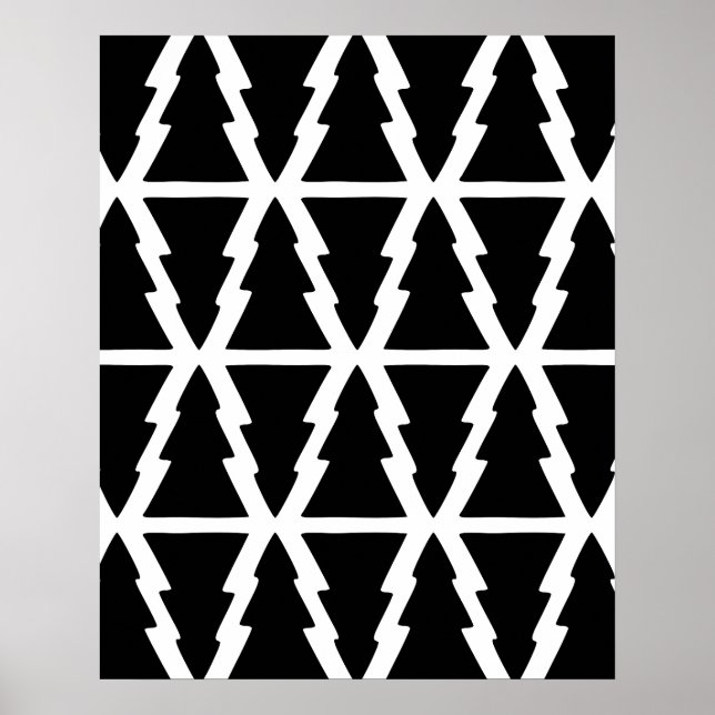 Minimalistisches Schwarz & Weiß Weihnachtsbaummust Poster (Vorne)