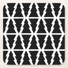 Minimalistisches Schwarz & Weiß Weihnachtsbaummust Rechteckiger Pappuntersetzer