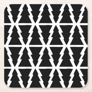 Minimalistisches Schwarz & Weiß Weihnachtsbaummust Rechteckiger Pappuntersetzer