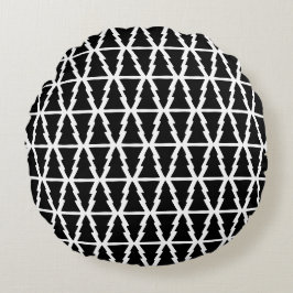 Minimalistisches Schwarz & Weiß Weihnachtsbaummust Rundes Kissen
