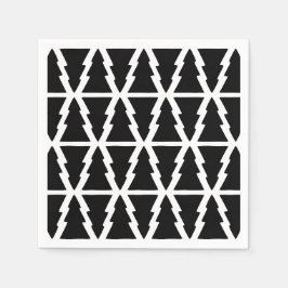 Minimalistisches Schwarz & Weiß Weihnachtsbaummust Serviette