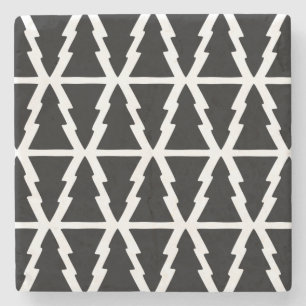 Minimalistisches Schwarz & Weiß Weihnachtsbaummust Steinuntersetzer