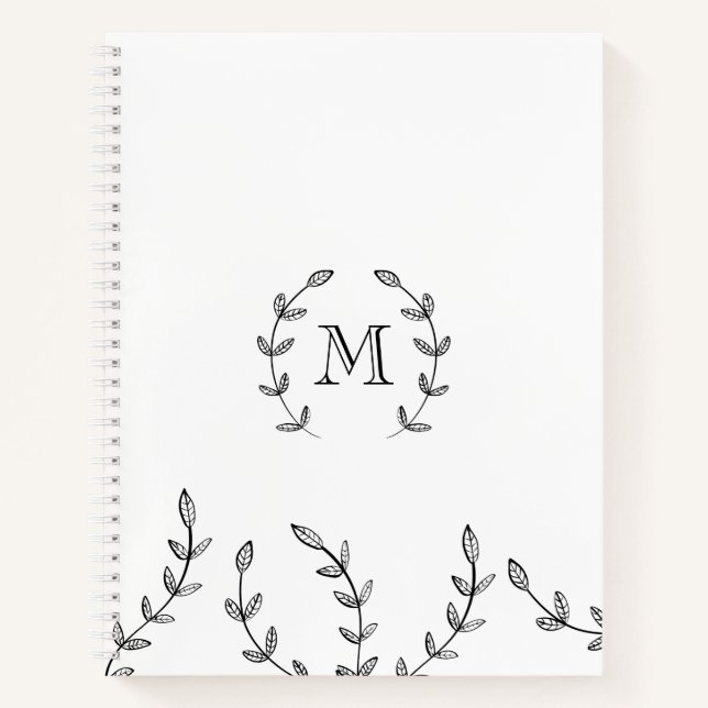 Minimalistisches Schwarz-Weiß-Zeichen - Benutzerde Notizbuch (Vorderseite)