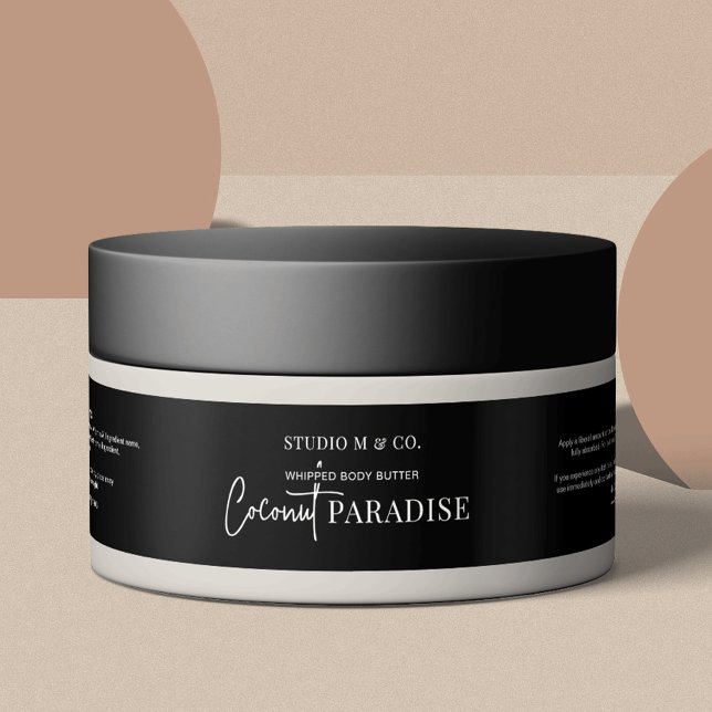 Minimalistisches Schwarz-weißes 4OZ 120g Kosmetisc (Elevate your product packaging with this stylish fully editable jar label template)