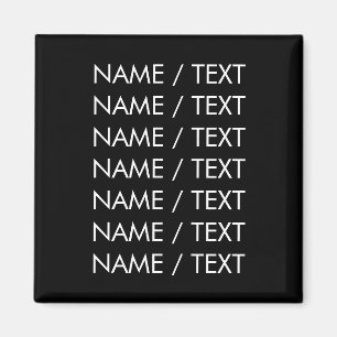 Minimalistisches Schwarz-weißes Anpassen von Namen Magnet