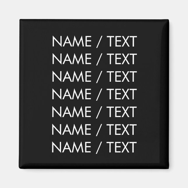 Minimalistisches Schwarz-weißes Anpassen von Namen Magnet (Vorne)