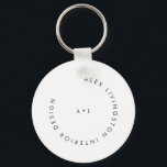Minimalistisches Schwarz-weißes Circle Monogram Lo Schlüsselanhänger<br><div class="desc">Minimalistischer Schlüsselanhänger für das Schwarz-Weiß-Logo des modernen Circle Monogram-Systems</div>