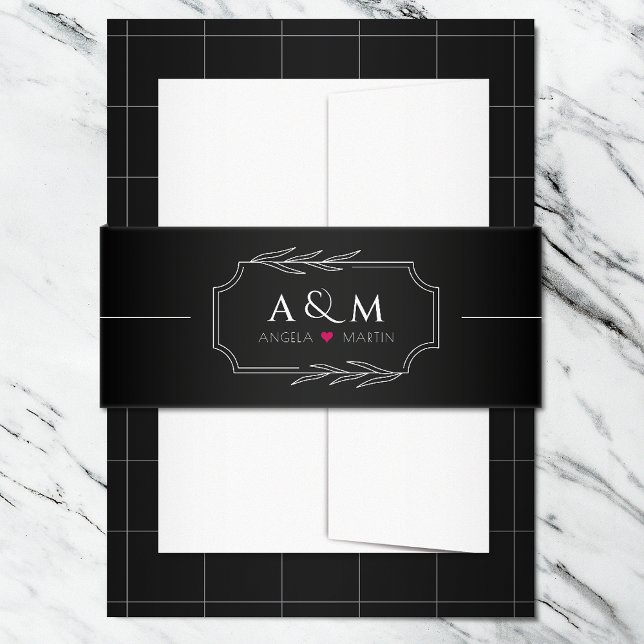 Minimalistisches Schwarz-weißes Herz Einladungsbanderole (Von Creator hochgeladen)