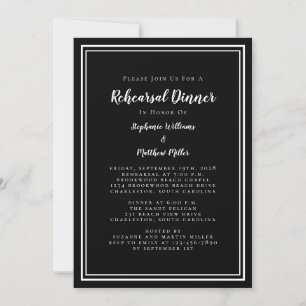 Minimalistisches Schwarz-weißes Hochzeitsessen Pro Einladung