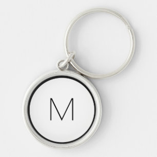 Minimalistisches Schwarz-weißes Letter Monogram Schlüsselanhänger