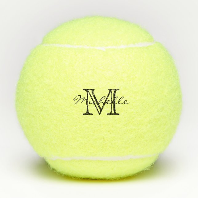Minimalistisches Schwarz-weißes modernes, elegante Tennisbälle (Vorderseite)