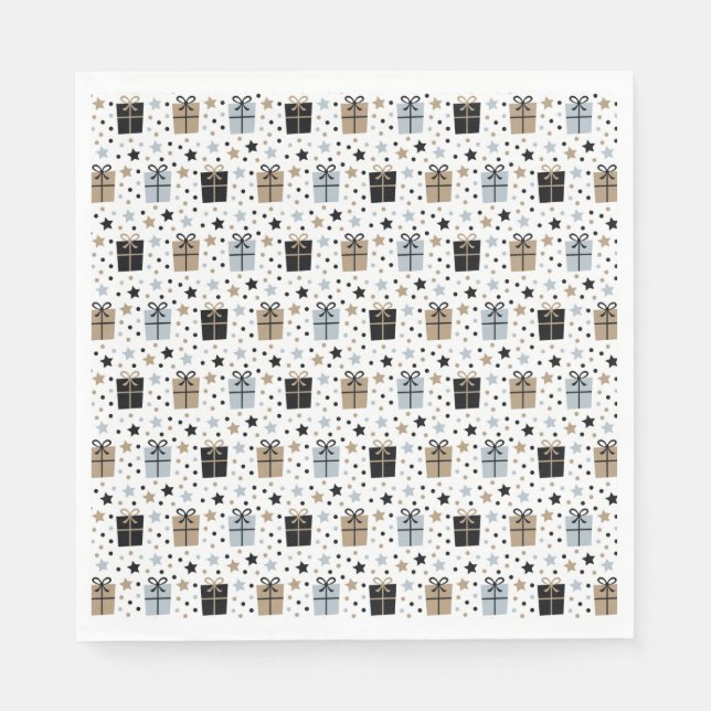 Minimalistisches Schwarz-weißes Party Serviette (Vorderseite)