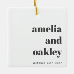 Minimalistisches Schwarz-weißes Retro Custom Weddi Keramikornament