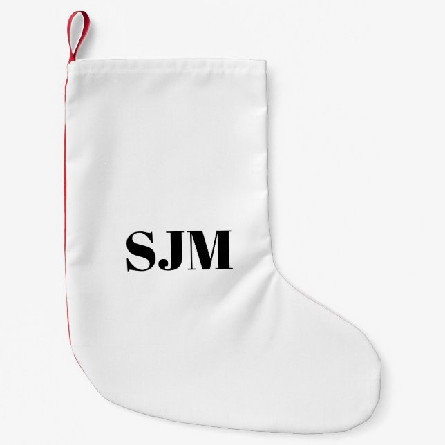 Minimalistisches Schwarz-weißes Rotes Benutzerdefi Kleiner Weihnachtsstrumpf (Vorderseite)