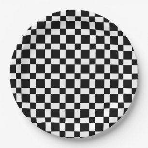 Minimalistisches Schwarz-weißes Schachbrett Pappteller