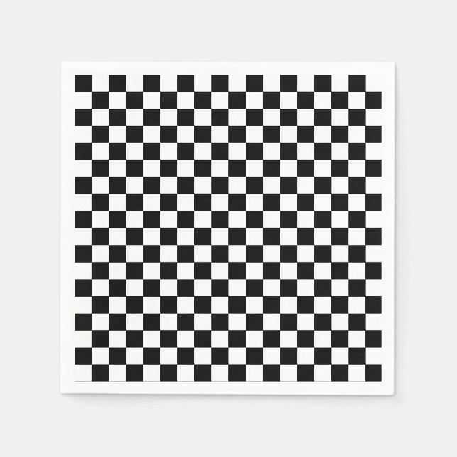 Minimalistisches Schwarz-weißes Schachbrett Serviette (Vorderseite)