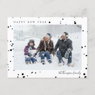Minimalistisches Schwarz-weißes Schnee Foto Glück  Postkarte