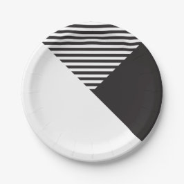 Minimalistisches Schwarz-weißes Streifen-Party Pappteller