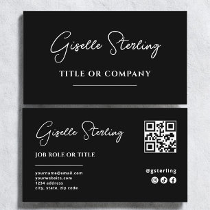Minimalistisches Schwarz-weißes Unternehmen QR-Cod Visitenkarte
