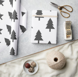Minimalistisches Schwarz-weißes Weihnachtsbaummust Geschenkpapier
