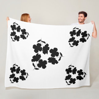 Minimalistisches schwarzes Blumenmuster Fleecedecke