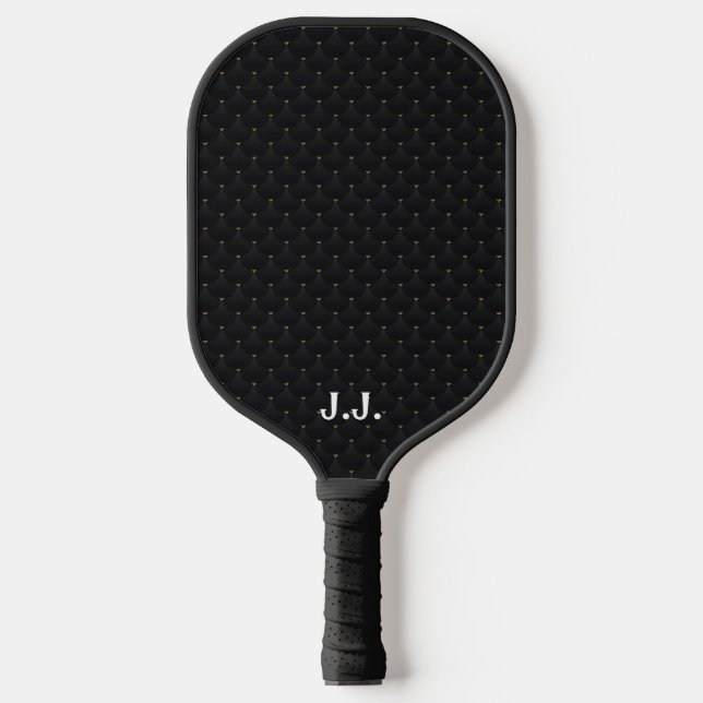 Minimalistisches Schwarzes Design Modernes Monogra Pickleball Schläger (Vorderseite)