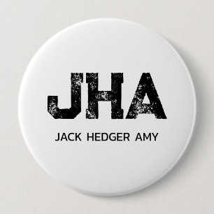 MINIMALISTISCHES SCHWARZES DREIBUCHSTABEN-MONOGRAM BUTTON