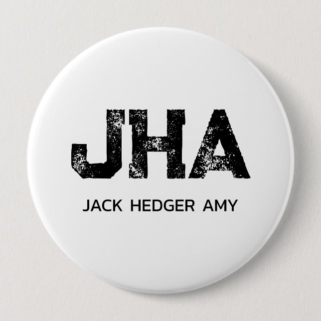 MINIMALISTISCHES SCHWARZES DREIBUCHSTABEN-MONOGRAM BUTTON (Vorderseite)