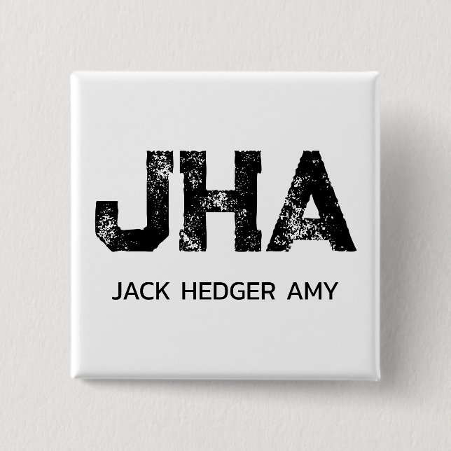 MINIMALISTISCHES SCHWARZES DREIBUCHSTABEN-MONOGRAM BUTTON (Vorderseite)