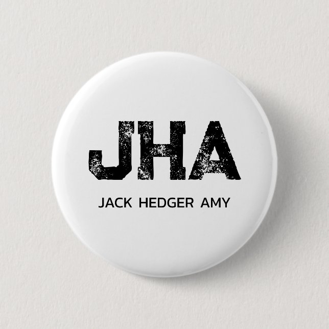 MINIMALISTISCHES SCHWARZES DREIBUCHSTABEN-MONOGRAM BUTTON (Vorderseite)