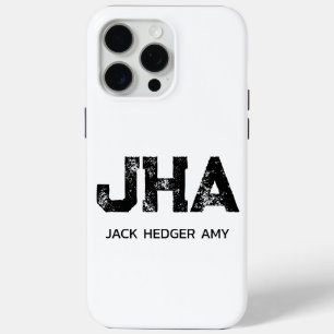 MINIMALISTISCHES SCHWARZES DREIBUCHSTABEN-MONOGRAM Case-Mate iPhone HÜLLE