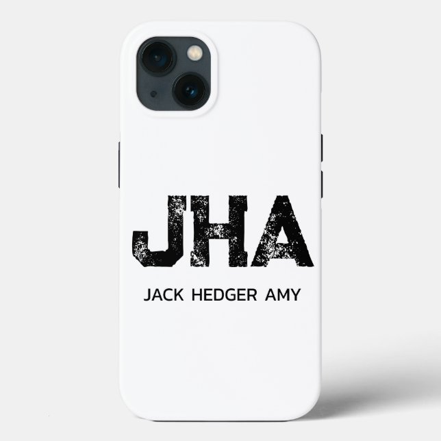MINIMALISTISCHES SCHWARZES DREIBUCHSTABEN-MONOGRAM Case-Mate iPhone HÜLLE (Rückseite)