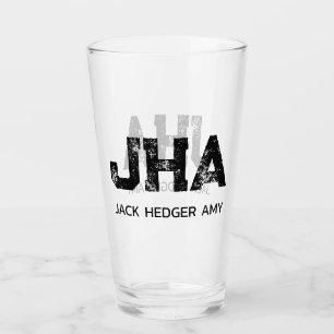 MINIMALISTISCHES SCHWARZES DREIBUCHSTABEN-MONOGRAM GLAS